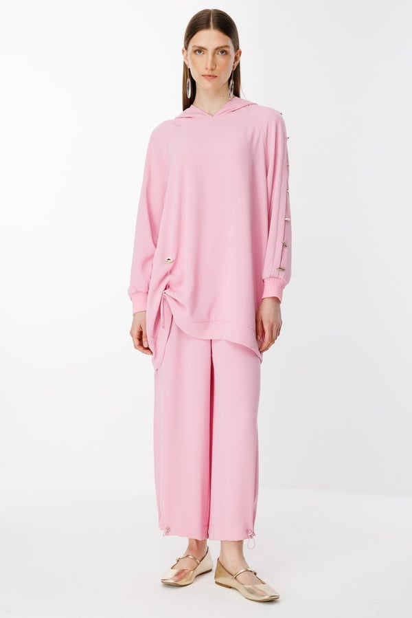 GHİSA Omzu Düğme Detaylı Sweatshirt Pantolon Takım