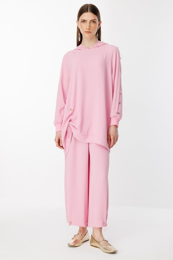 GHİSA Omzu Düğme Detaylı Sweatshirt Pantolon Takım