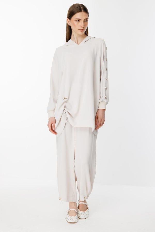 GHİSA Omzu Düğme Detaylı Sweatshirt Pantolon Takım