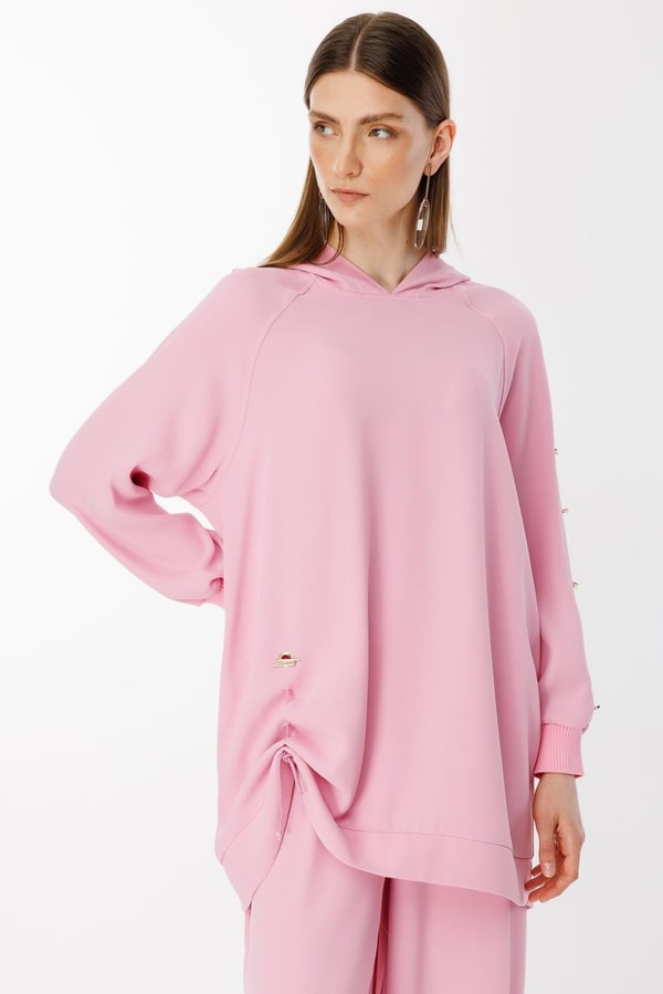 GHİSA Omzu Düğme Detaylı Sweatshirt Pantolon Takım