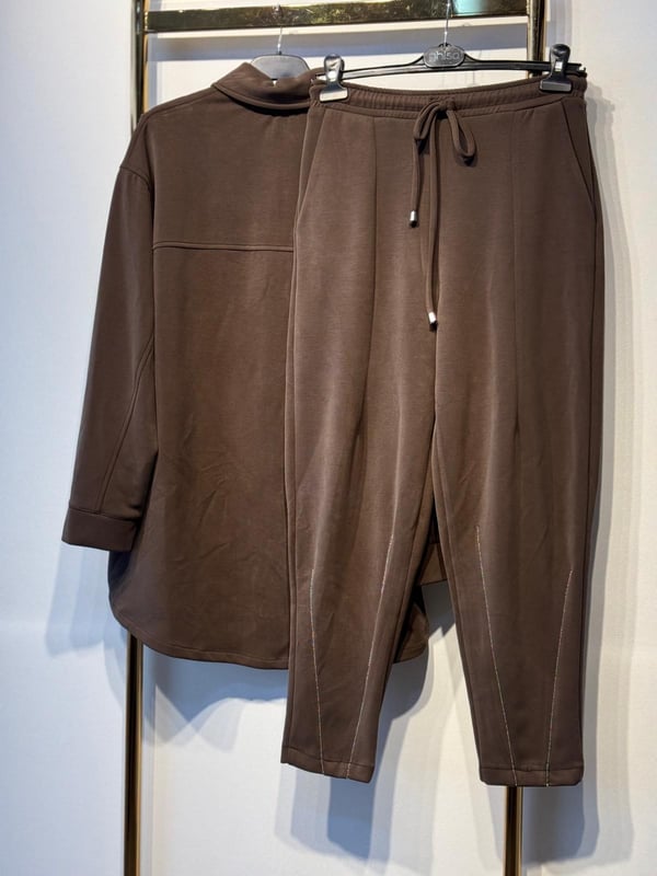 GHİSA Önden Çıtçıtlı Su Yolu Bilye İşlemeli Tunik Pantolon Takım