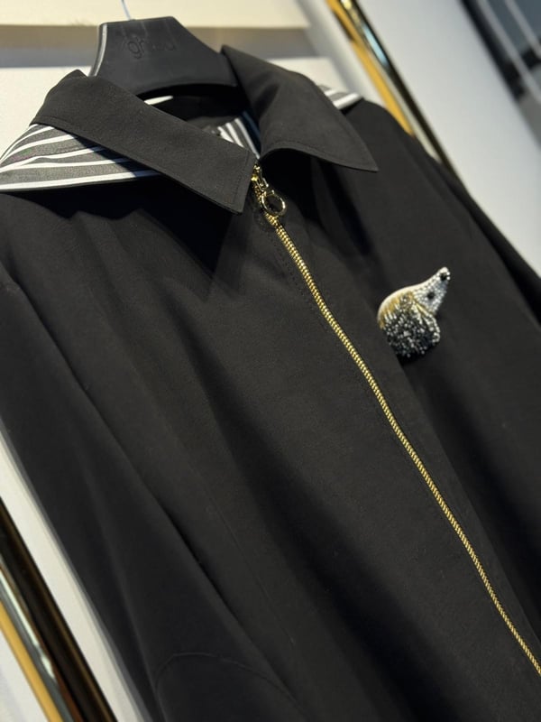 GHİSA Önden Gold Fermuar Gömlekli Görünüm Kapşonlu Ceket