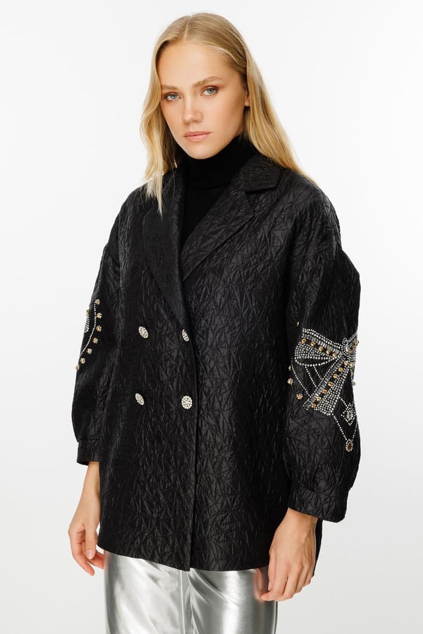 GHİSA SIRT TAŞ DETAYLI BLAZER CEKET