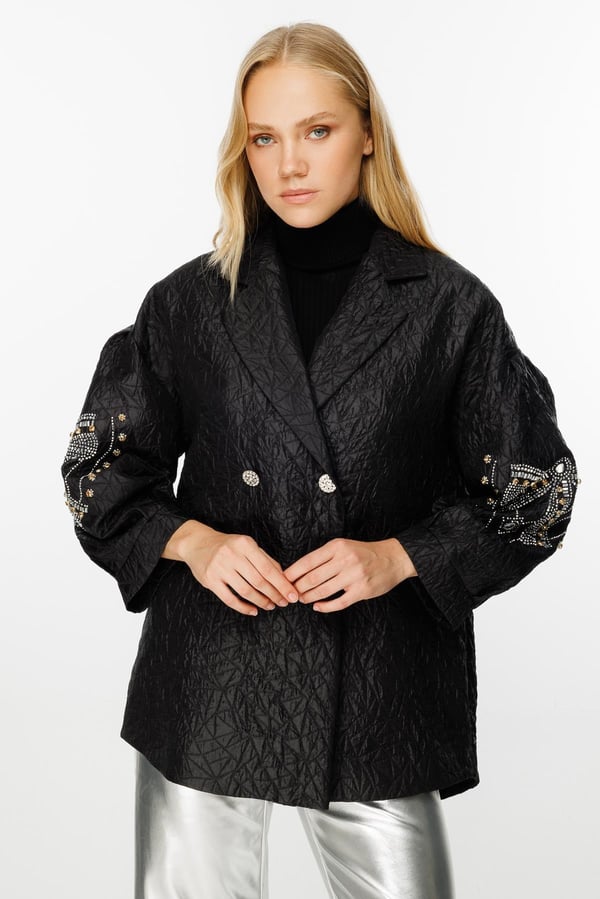 GHİSA SIRT TAŞ DETAYLI BLAZER CEKET