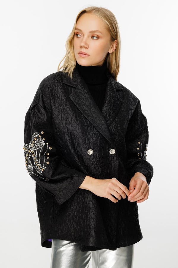 GHİSA SIRT TAŞ DETAYLI BLAZER CEKET