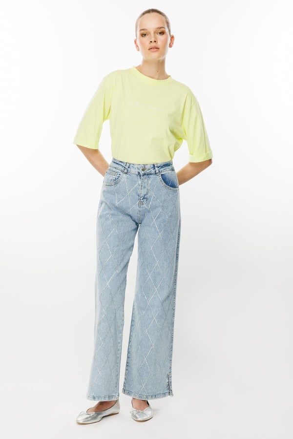 GHİSA TAŞ DETAYLI JEAN KOT PANTOLON