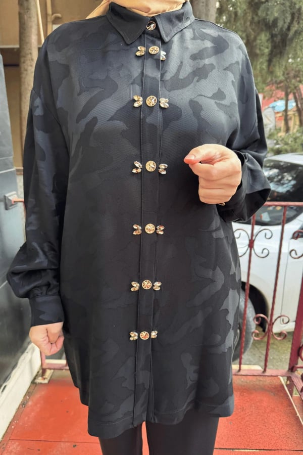 GHİSA Taş Detaylı Monogram Pantolon Gömlek Takım