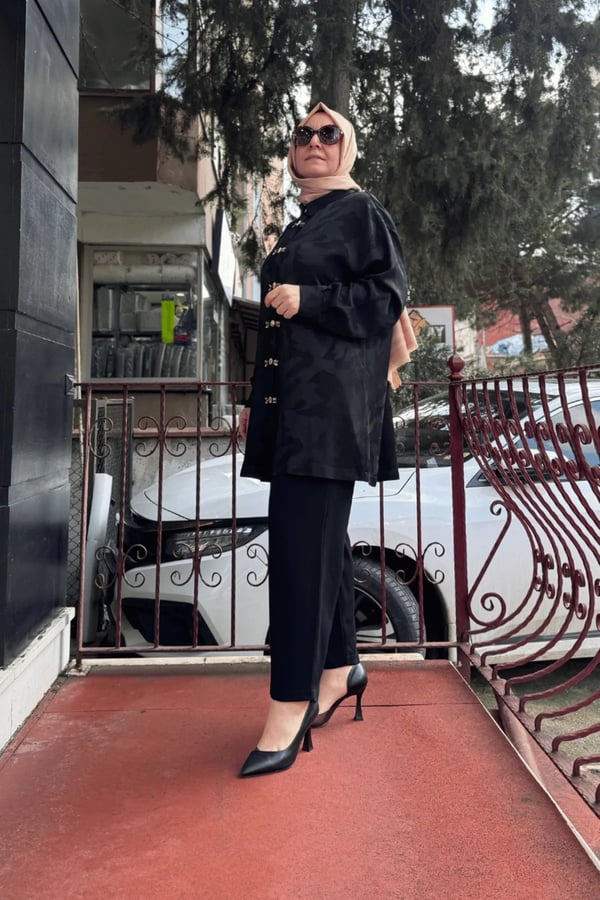 GHİSA Taş Detaylı Monogram Pantolon Gömlek Takım
