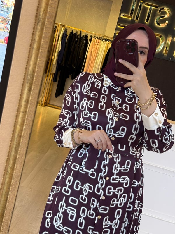 GHİSA Yaka Taş İşlemeli Etnik Desen Elbise