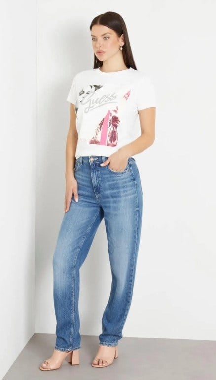 GUESS Bisiklet Yaka Baskı Detaylı Tshirt