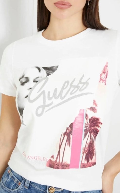 GUESS Bisiklet Yaka Baskı Detaylı Tshirt