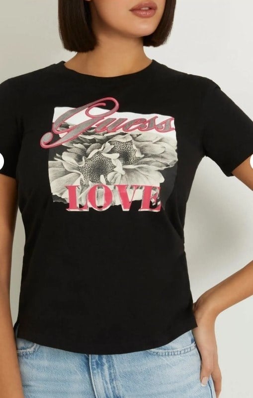 GUESS Bisiklet Yaka Baskı Detaylı Tshirt