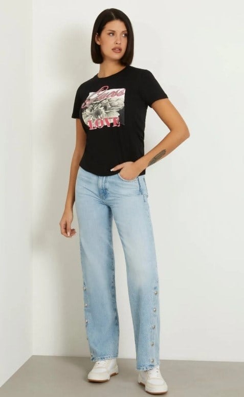 GUESS Bisiklet Yaka Baskı Detaylı Tshirt