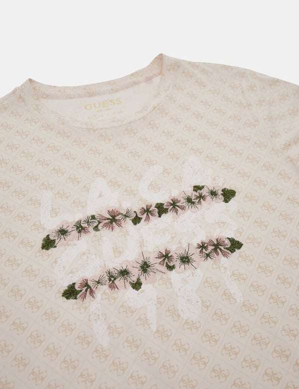 GUESS  Bisiklet Yaka MONOGRAM Baskı Tshirt