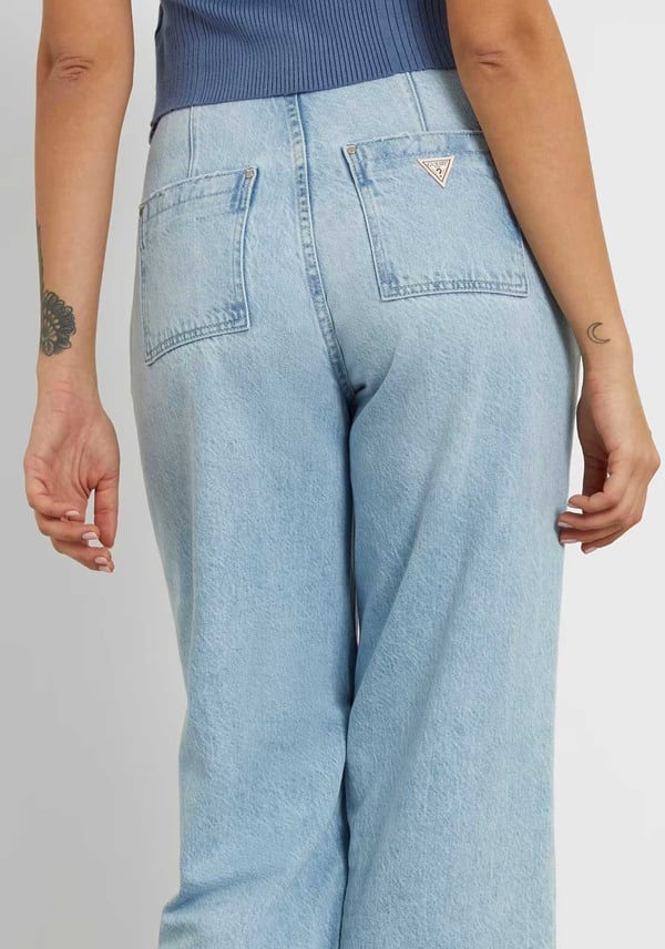 GUESS Dakota Yüksek Bel Kısa Geniş Paça Pantolon