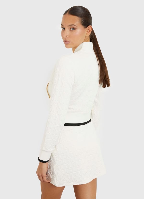 GUESS Kabartma baskılı GJ logolu göbek açık sweatshirt