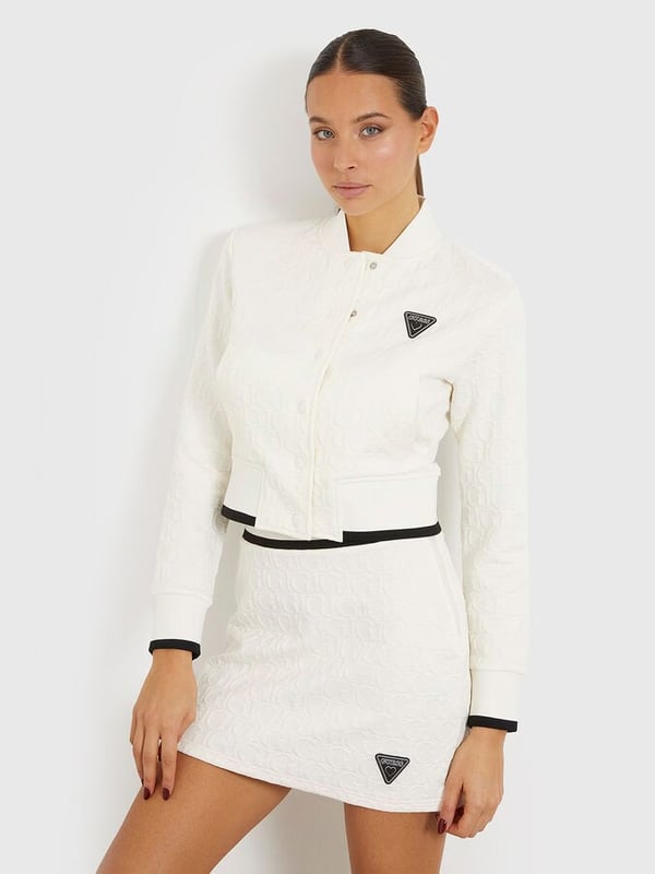 GUESS Kabartma baskılı GJ logolu göbek açık sweatshirt