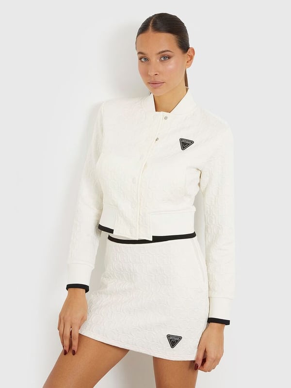 GUESS Kabartma baskılı GJ logolu göbek açık sweatshirt