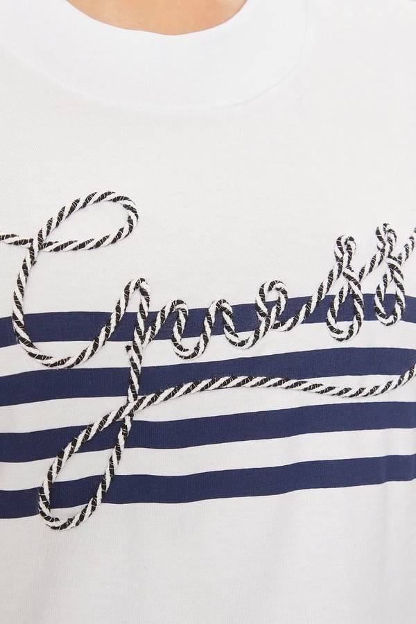 GUESS Marina Pamuklu Çizgili Crop