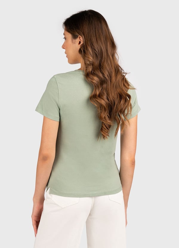 GUESS Sequins Biiklet Yaka önü pul amblem Tshirt