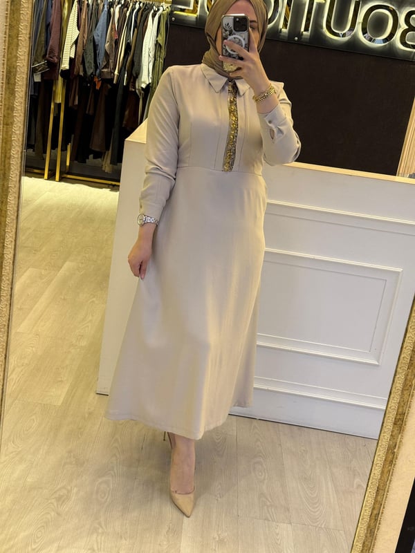 JENNE Taş İşleme Fermuarlı Elbise
