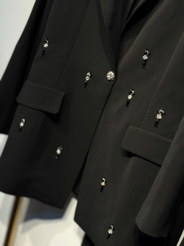 LİSA EXCLUSİVE Lanvin Pırlanta İşleme Detaylı Kruvaze Ceket Pantolon Takım