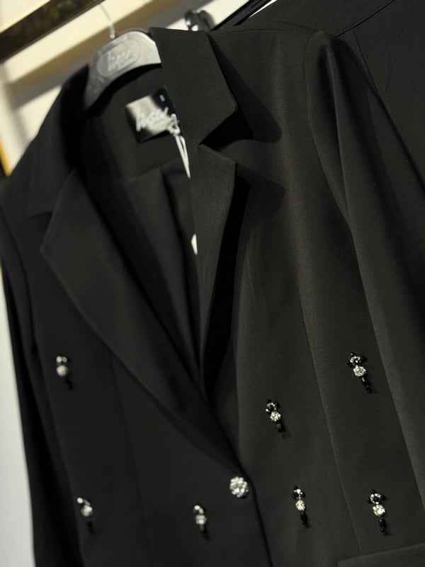 LİSA EXCLUSİVE Lanvin Pırlanta İşleme Detaylı Kruvaze Ceket Pantolon Takım
