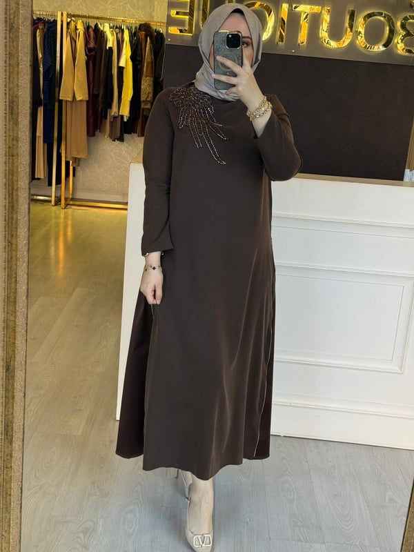 LİSA EXCLUSİVE Taş İşlemeli Fermuar Elbise