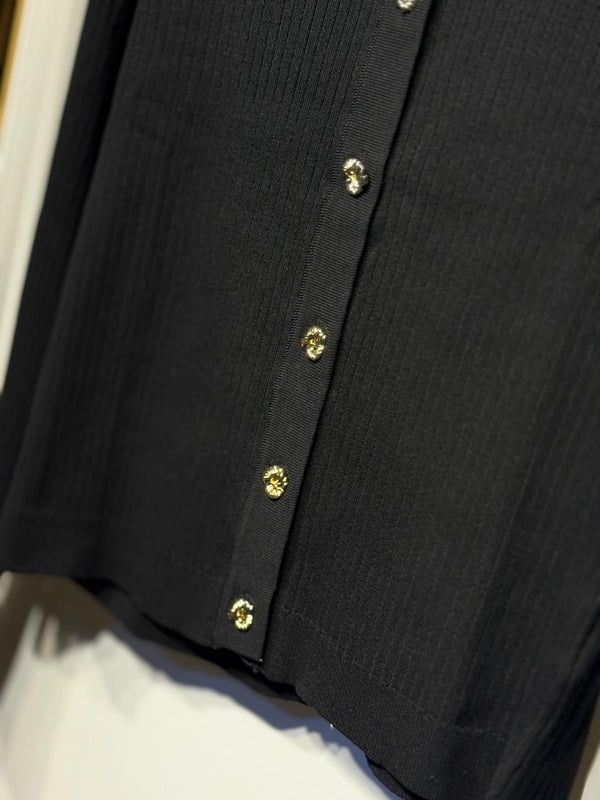 MİSSEMRAMİSS Belle Noir Midi Gold Düğmeli Merserize Hırka