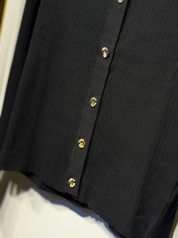 MİSSEMRAMİSS Belle Noir Midi Gold Düğmeli Merserize Hırka