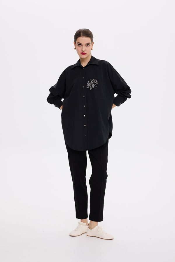 MİSSEMRAMİSS Elegant Comfort Çiçek Taşlı Gömlek
