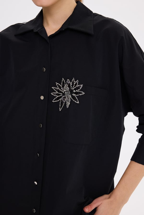 MİSSEMRAMİSS Elegant Comfort Çiçek Taşlı Gömlek