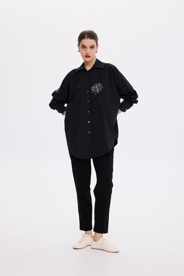 MİSSEMRAMİSS Elegant Comfort Çiçek Taşlı Gömlek