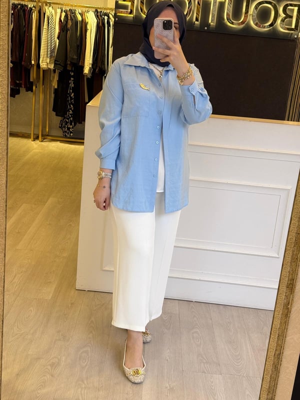 MİSSEMRAMİSS Sunshine Gold Balık Aksesuar Detaylı Rahat Gömlek