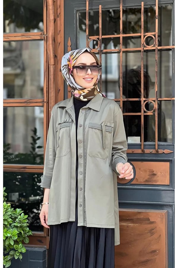 MİSSWHENCE 35314 CEP DETAYLI ZIMBA PAMUK GÖMLEK