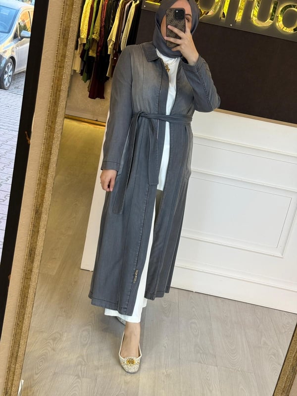 MİSSWHENCE 35518 FERMUARLI TENCEL KENDİNDEN BAĞLAMALI PARDESÜ