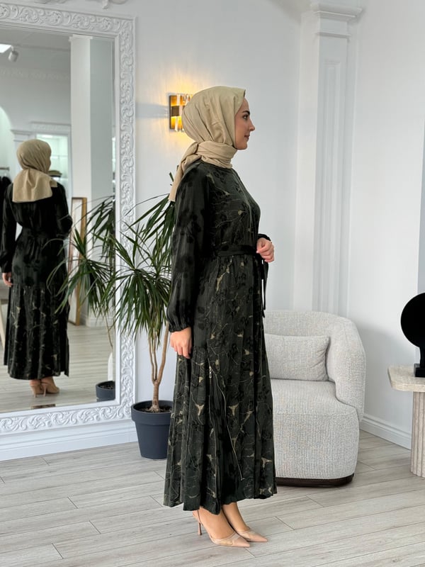MİSSWHENCE 36826 ETEK UCU FERMUAR DETAYLI JAKARLI CUPRO İPEK ELBİSE