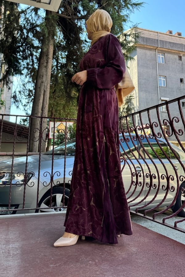 MİSSWHENCE 36826 ETEK UCU FERMUAR DETAYLI JAKARLI CUPRO İPEK ELBİSE
