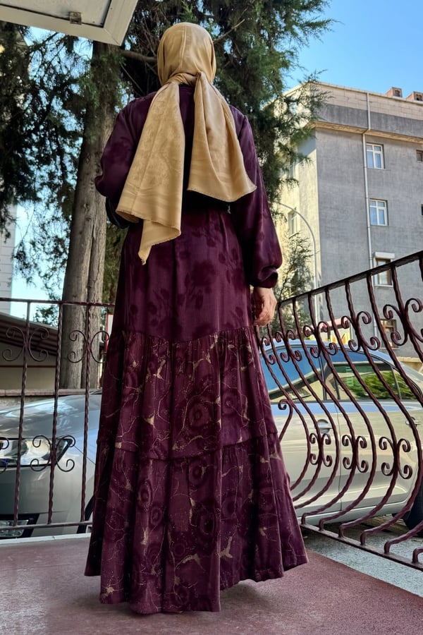 MİSSWHENCE 36826 ETEK UCU FERMUAR DETAYLI JAKARLI CUPRO İPEK ELBİSE