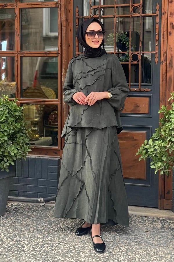 MİSSWHENCE 37305 İşlemeli Tunik Etek Takım