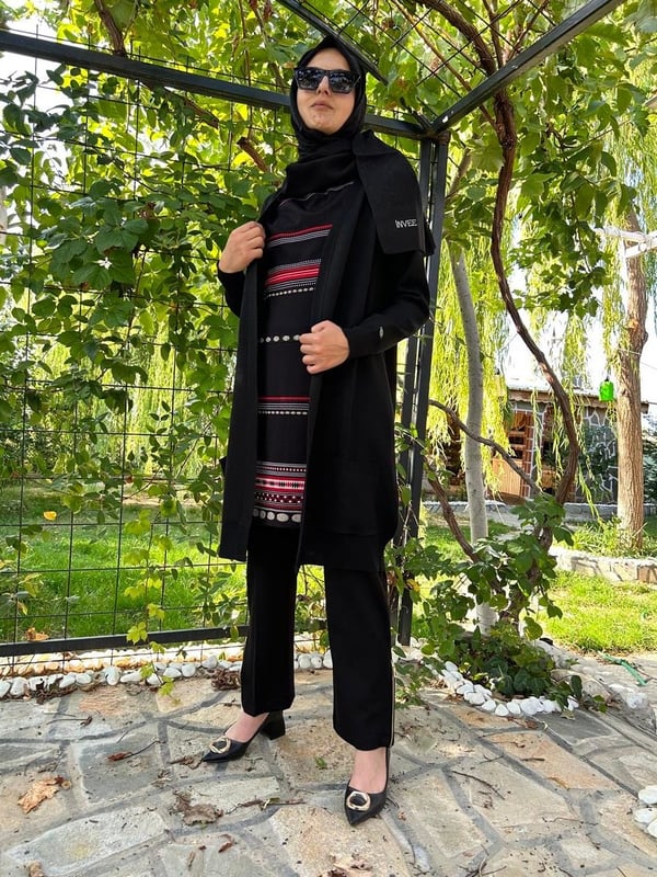 MİSSWHENCE MİSS 220 HIRKA GÖRÜNÜMLÜ ÖNÜ DESENLİ  TUNİK