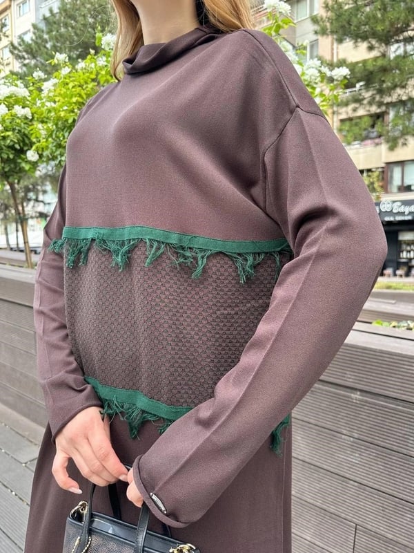 MİSSWHENCE MİSS 239 İPLİK DETAYLI TRİKO ELBİSE