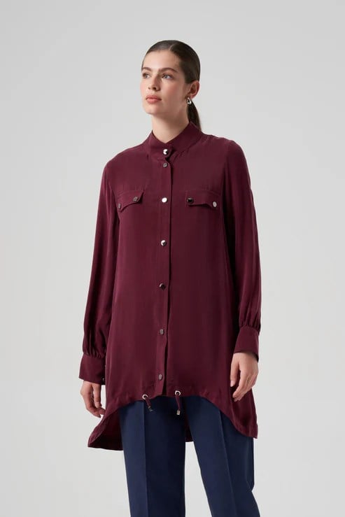 NUSS Altı Büzgülü Cupra Gömlek Kap