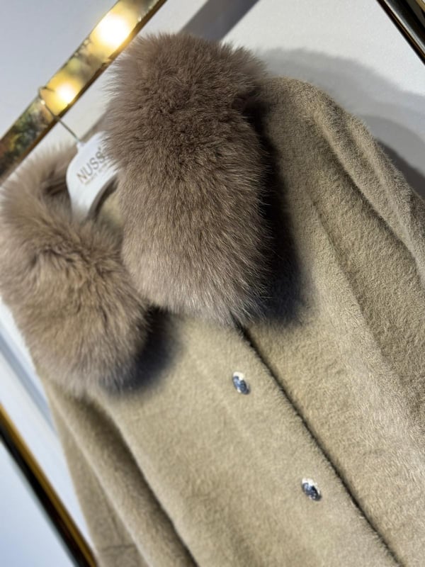 NUSS Düğme Detaylı Angora Kaban
