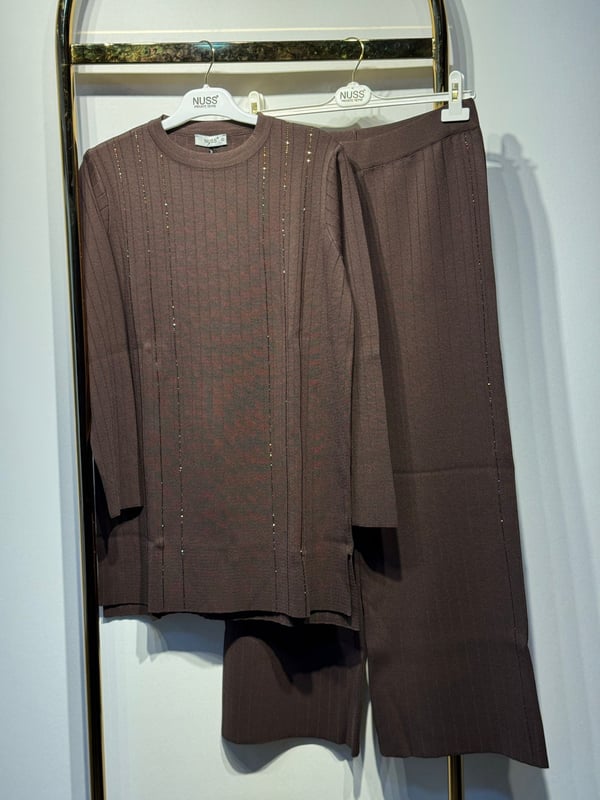 NUSS Merserize Taş İşlemeli Tunik Pantolon Takım