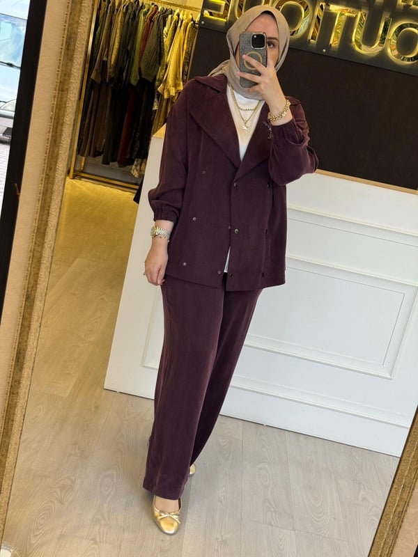 NUSS Özel Kumaş İşleme Detaylı Ceket Pantolon Takım