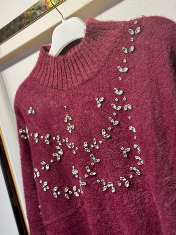 NUSS Pırlanta İşlemeli Angora Kazak