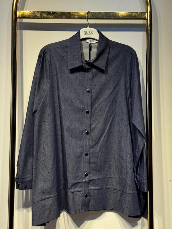 NUSS Pırlanta İşlemeli Denim Kot Gömlek