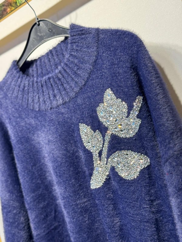 NUSS Taş İşlemeli Angora Kazak