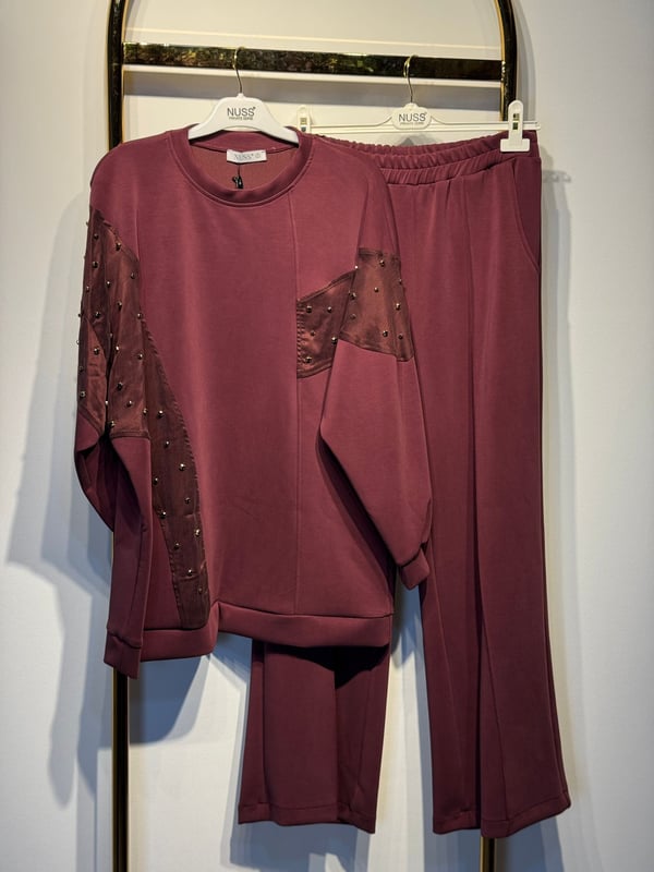 NUSS Taş İşlemeli Oysho Kumaş Tunik Pantolon Takım